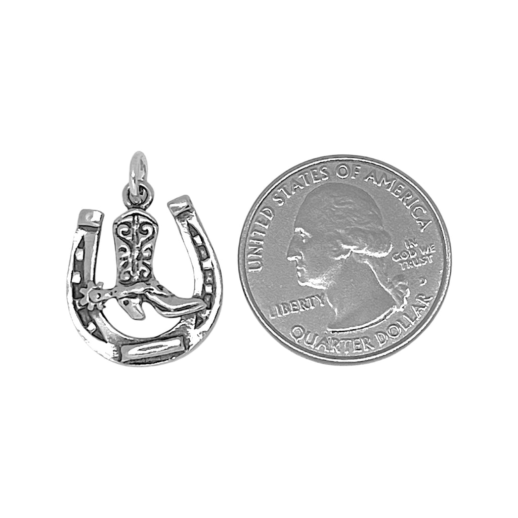 Horseshoe with Cowboy Boot Charm-0802