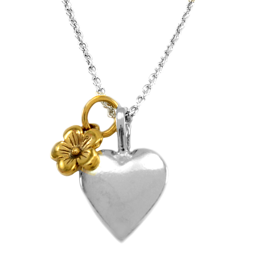 Heart with Bronze Flower Necklace-1943BF