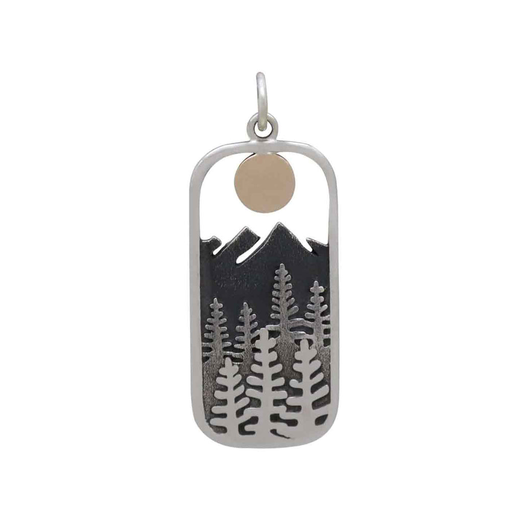 Rectangle Tree Pendant with Bronze Sun-4192