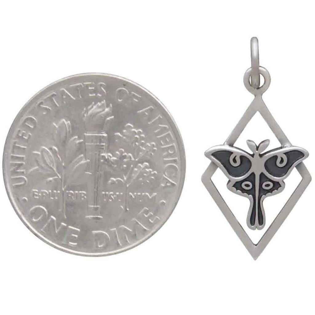 Tiny Luna Moth Charm in Diamond Frame-6435