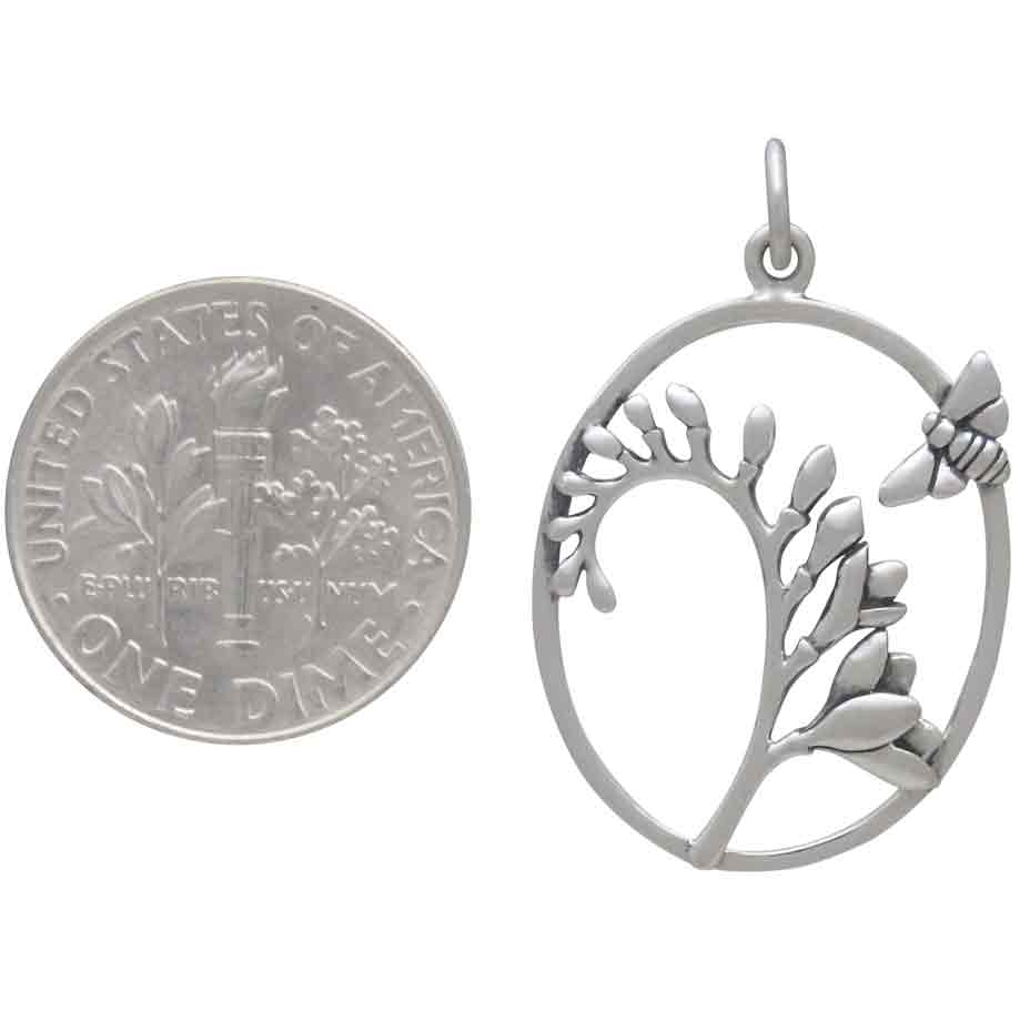 bee and freesia flower pendant-6698