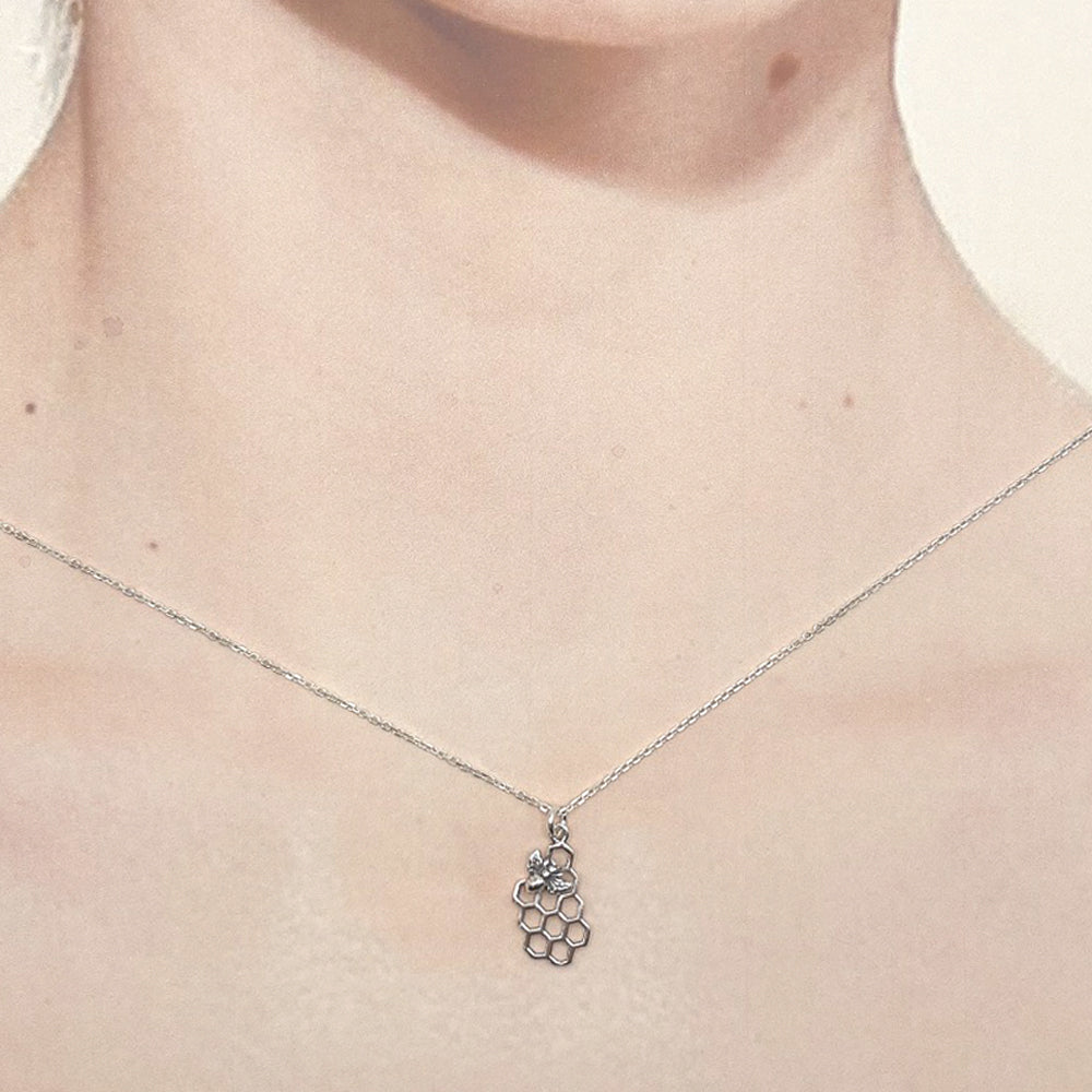 Honeycomb with Bee Necklace-C106