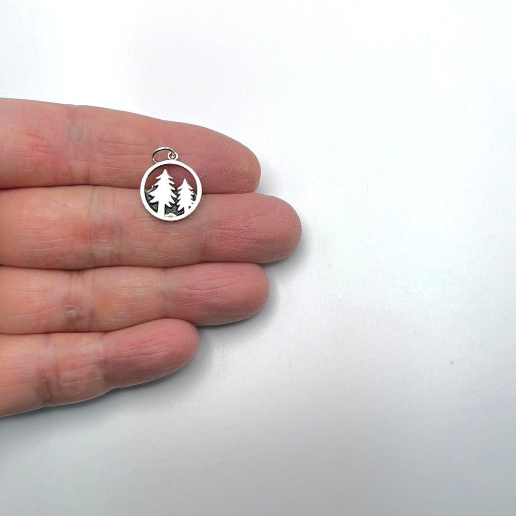 Tree and Mountain Charm-Small-H55