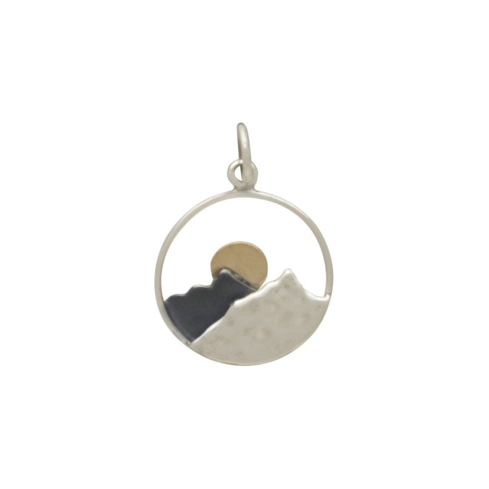Mountain Range Pendant with Bronze Sun-3115