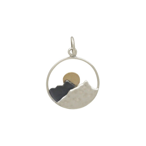 Heart Charm with Mountains and Bronze Moon-6085