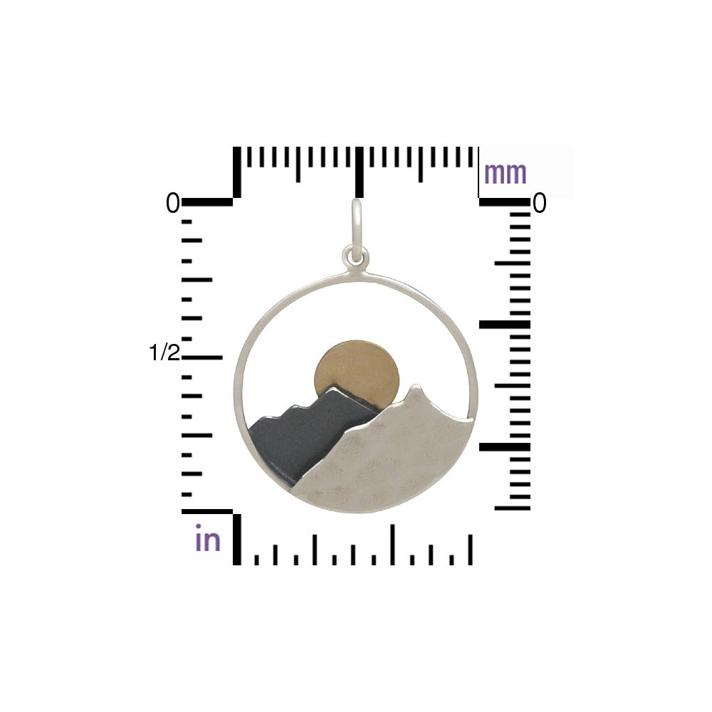Large Mountain Range Pendant with Bronze Sun-3191
