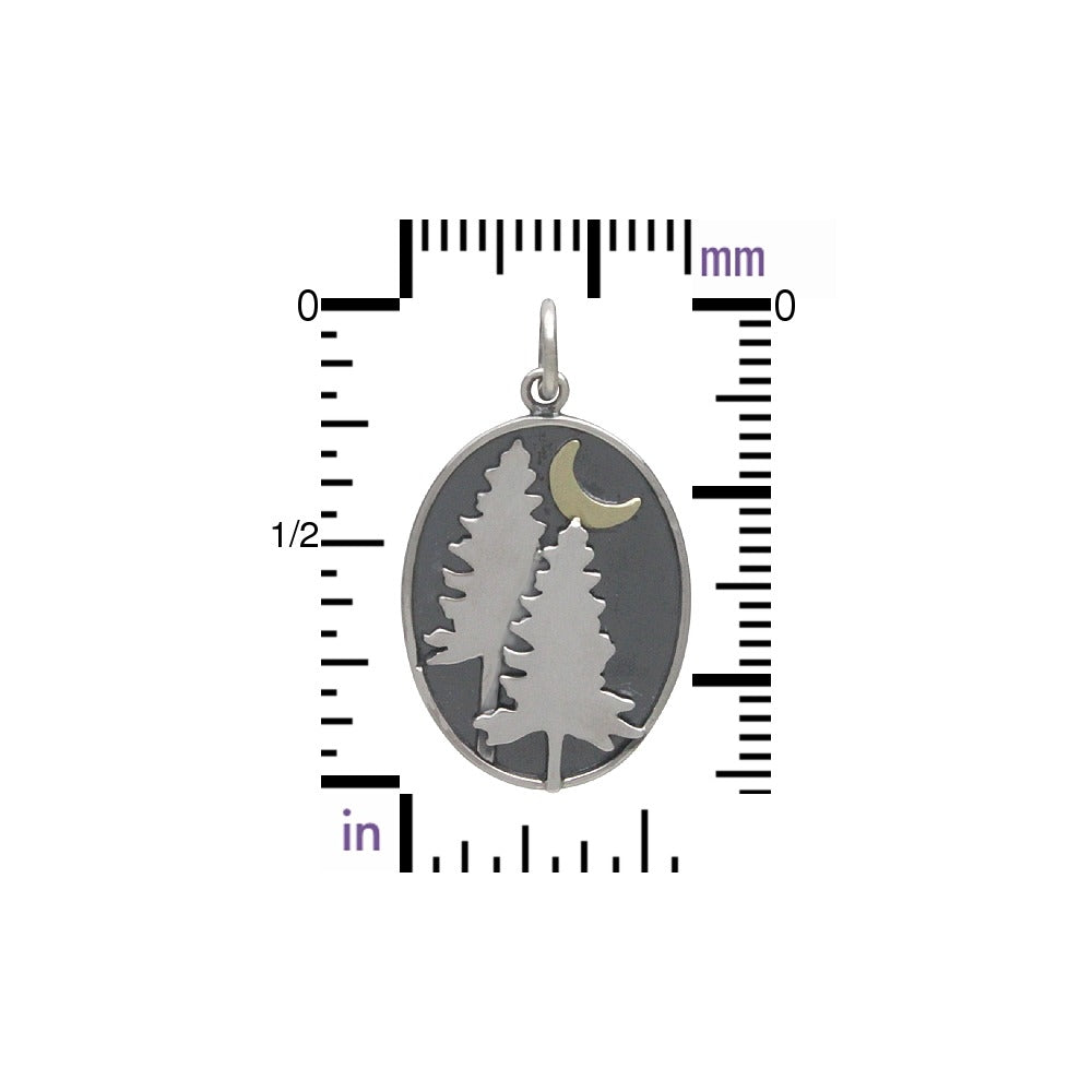 Pine Tree Charm with Bronze Moon-3206 - Kevin N Anna