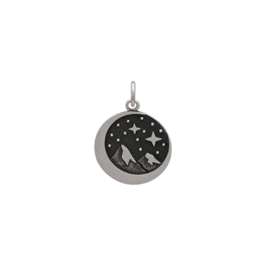 Snow Cap Mountain Charm with Moon-4140