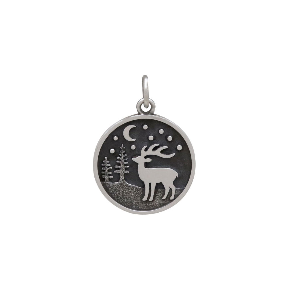 Reindeer Charm with Moon and Trees-4153