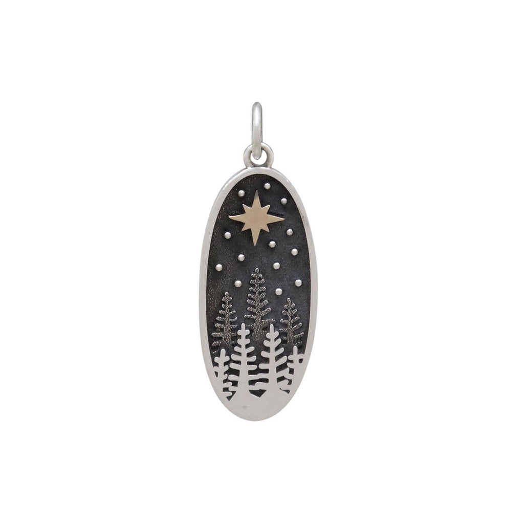 Pine Tree Charm with Bronze Star-4159