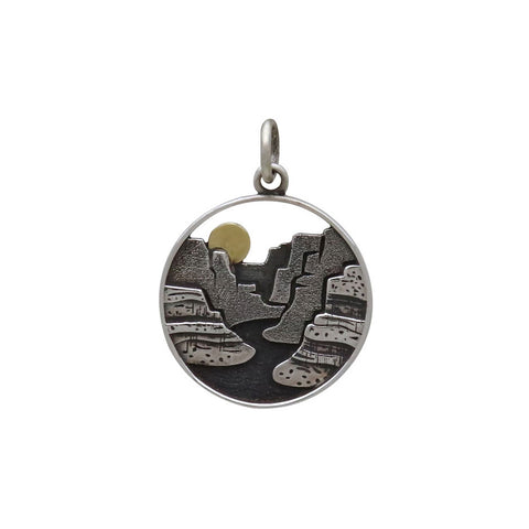 Mountain Charm with Trees and Bronze Moon-6086