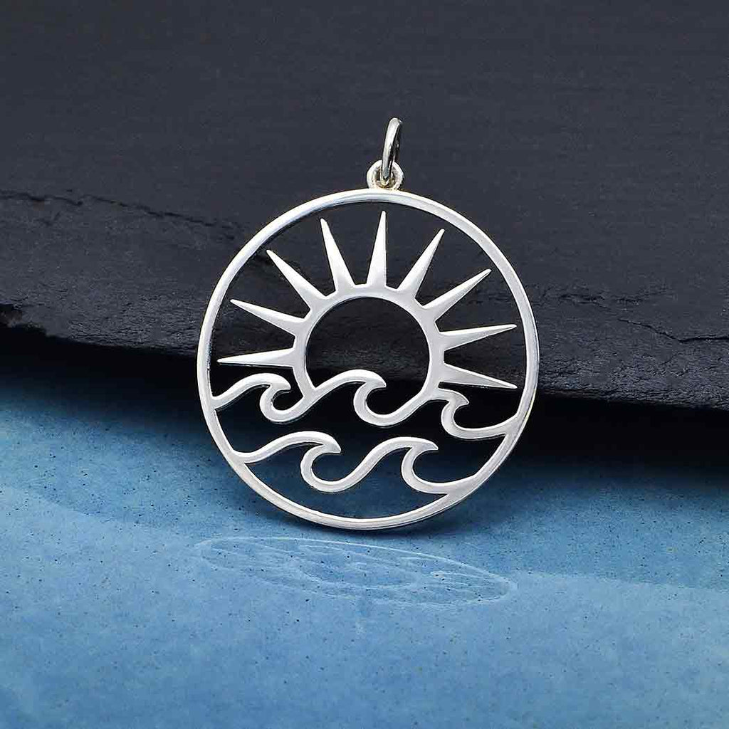 Openwork Sun Pendant with Waves-4180