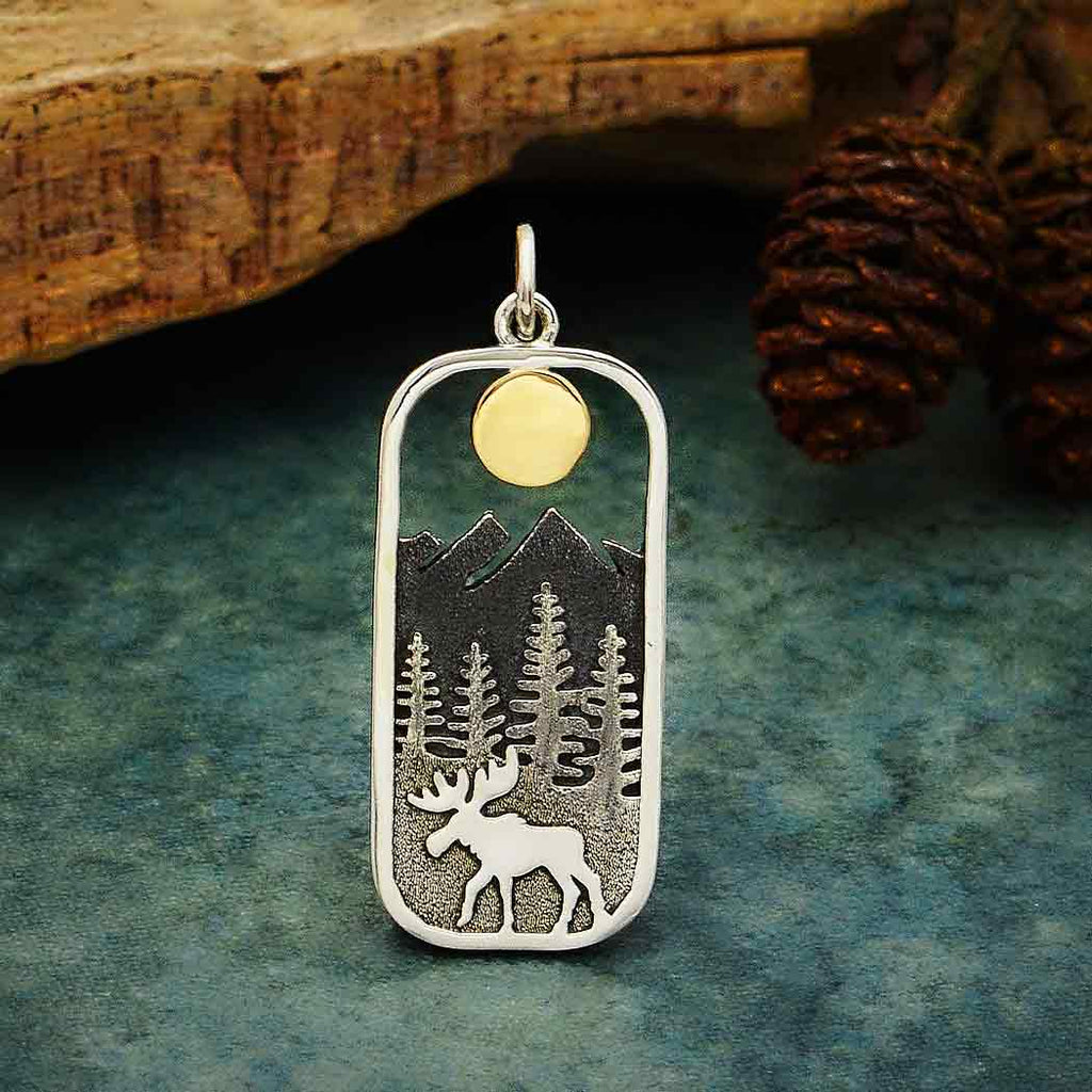 Moose Pendant with Bronze Sun-4191