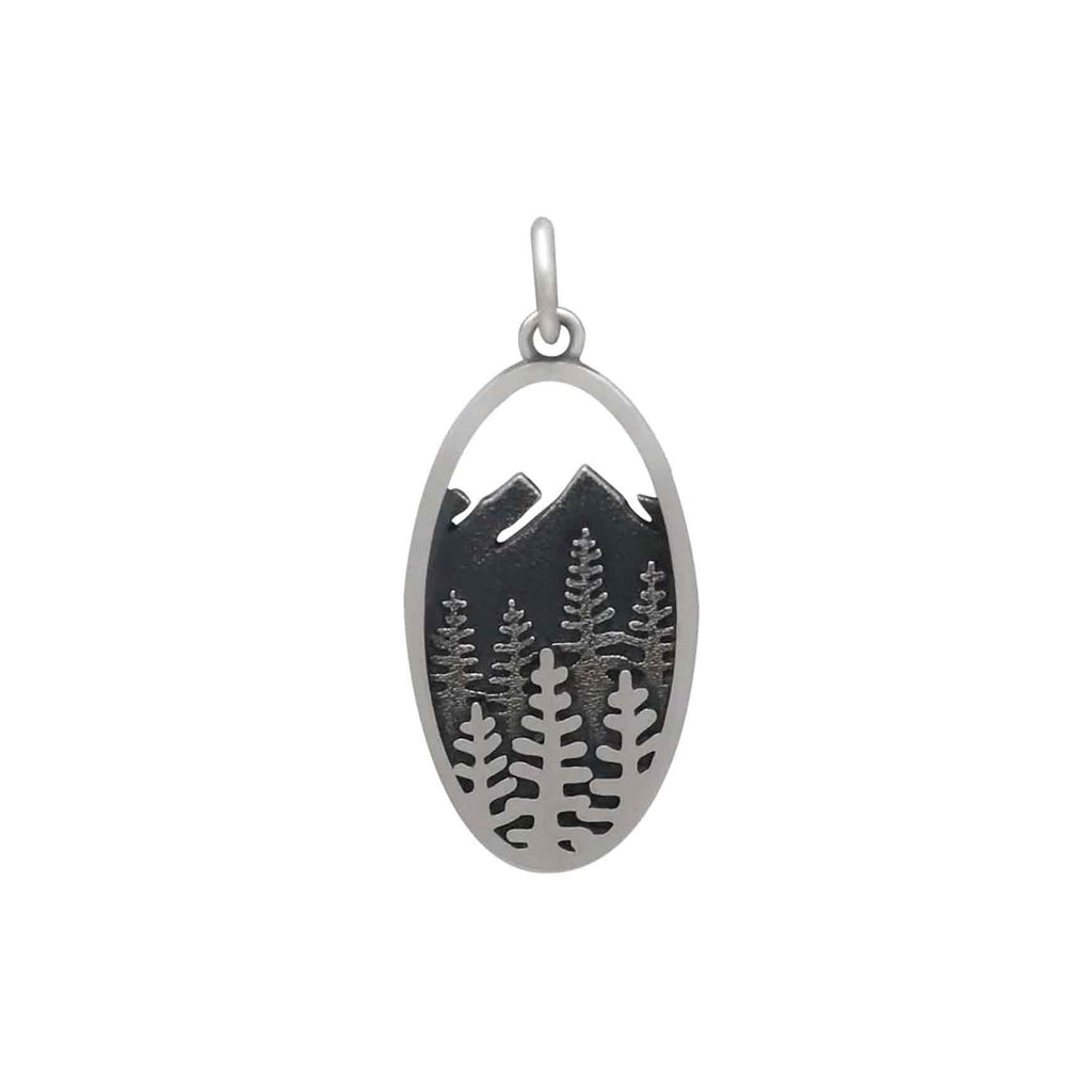 layered trees and mountains oval charm-4227