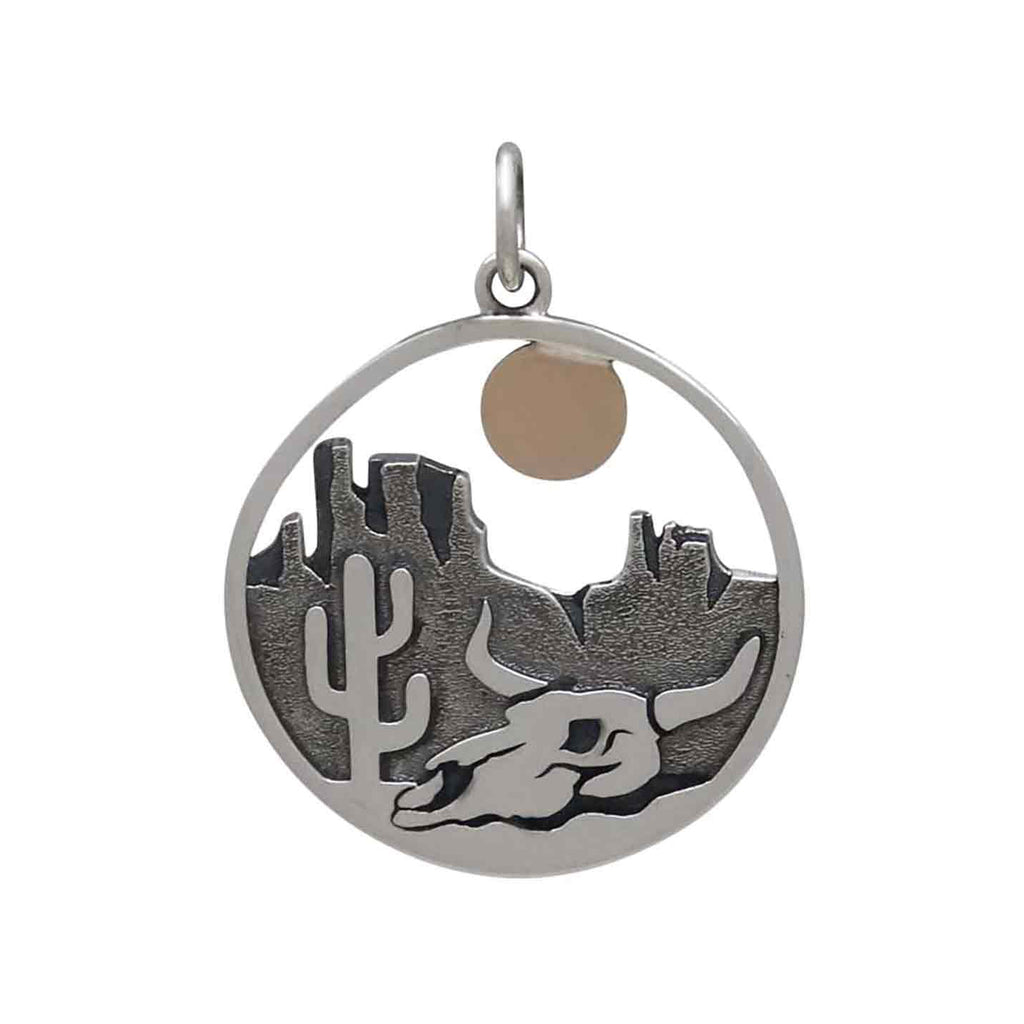 cow skull in the desert pendant-4233