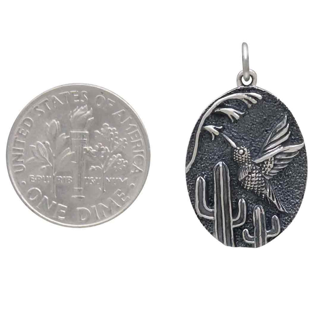 Hummingbird and Cactus Pendant -4268