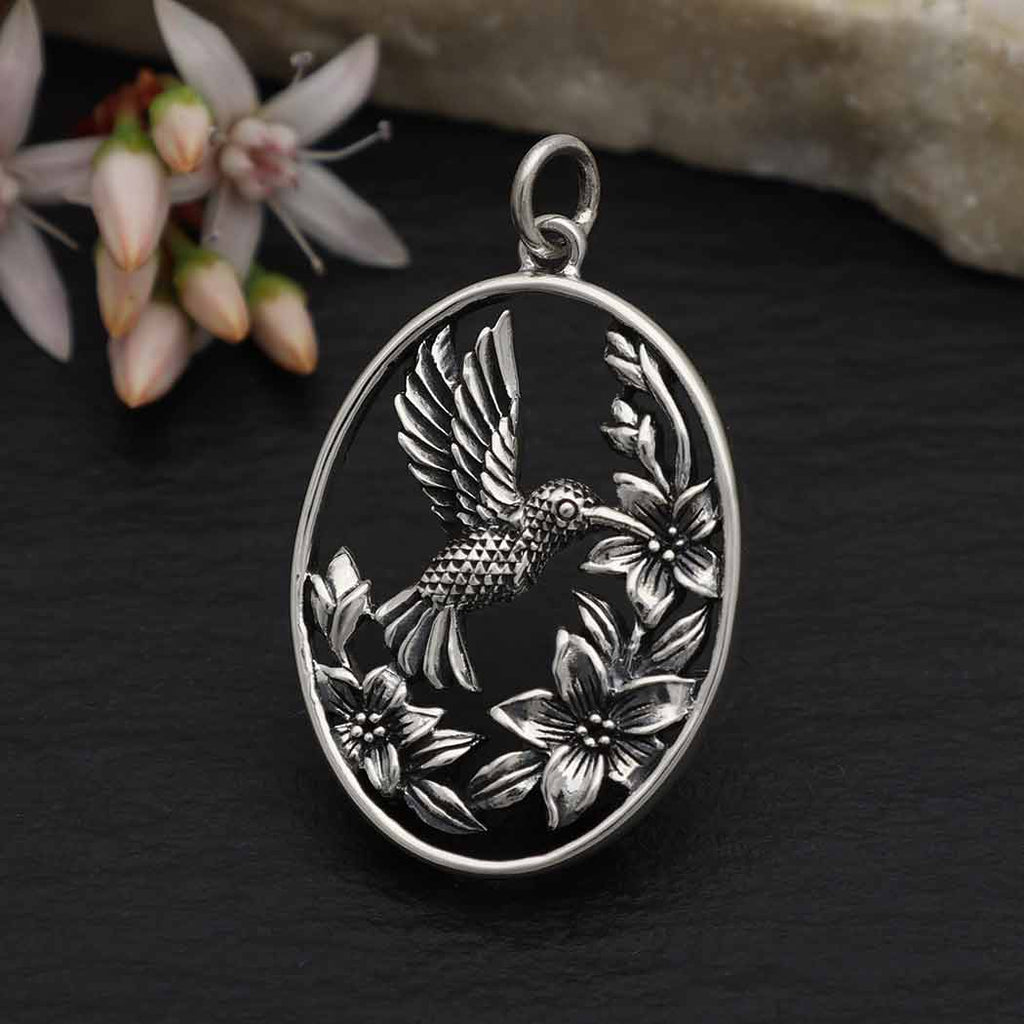 Flowers and Hummingbird Pendant-4269