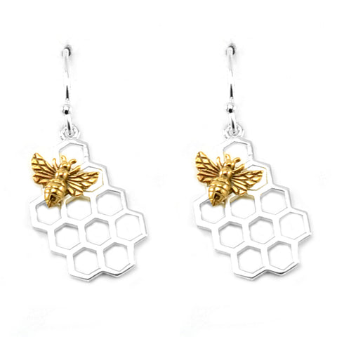 Honeycomb with Bee Earrings-C106E