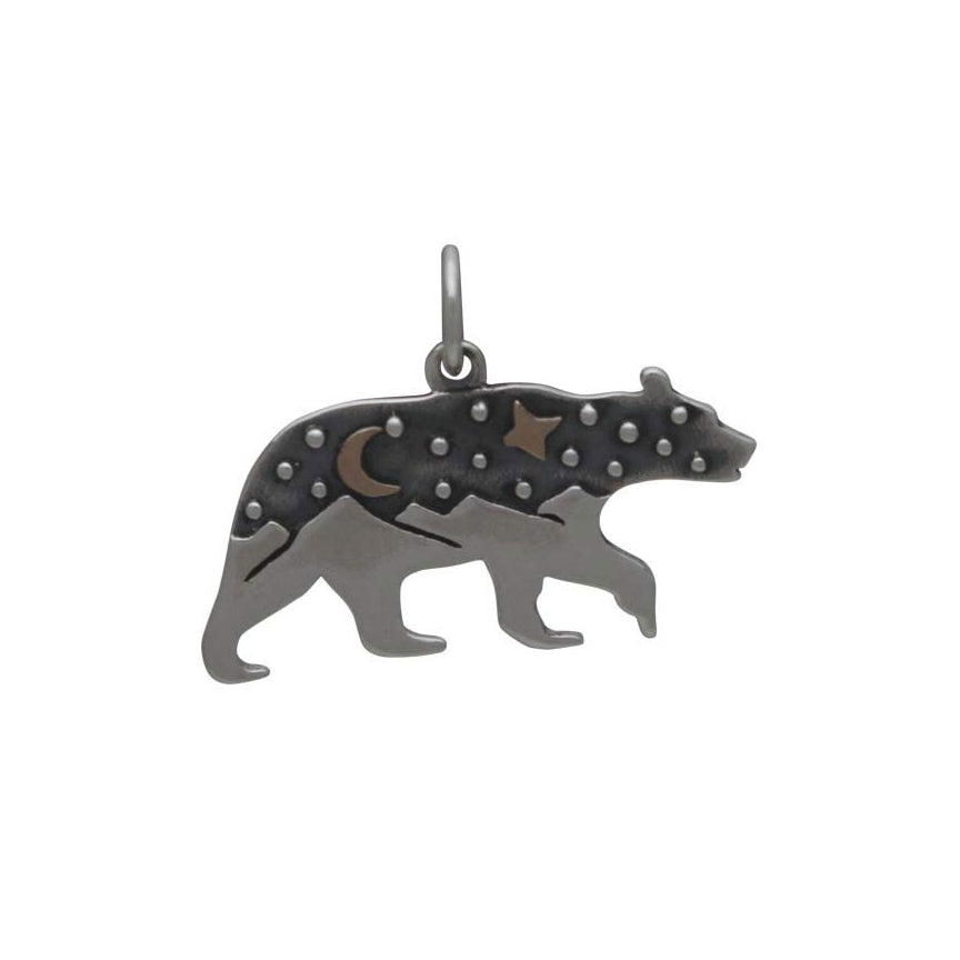 Bear Charm with Bronze Star and Moon-6084