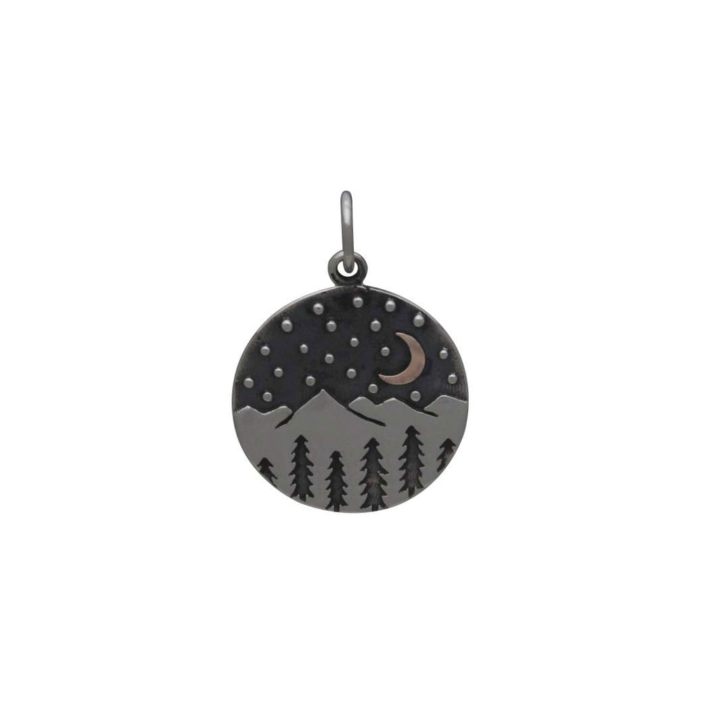 Mountain Charm with Trees and Bronze Moon-6086
