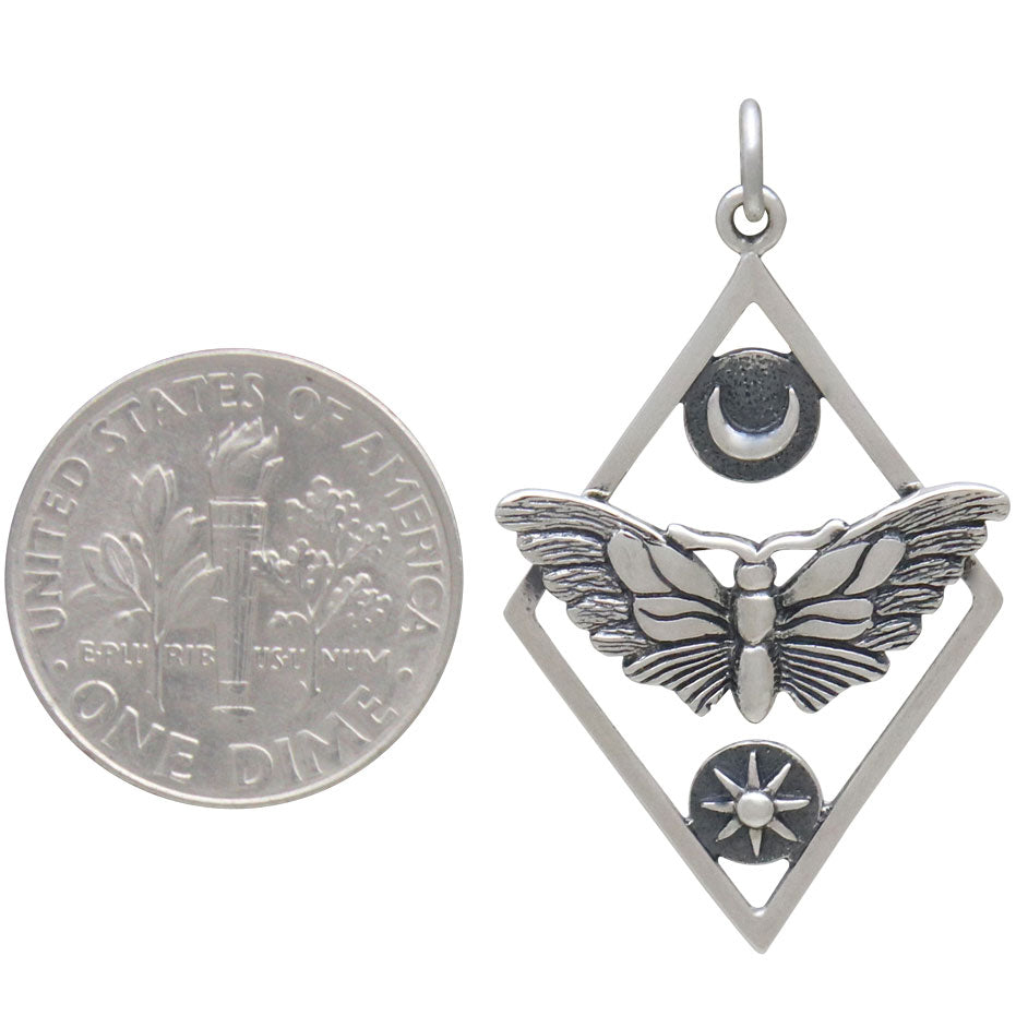 Moth Charm with Sun and Moon-6152