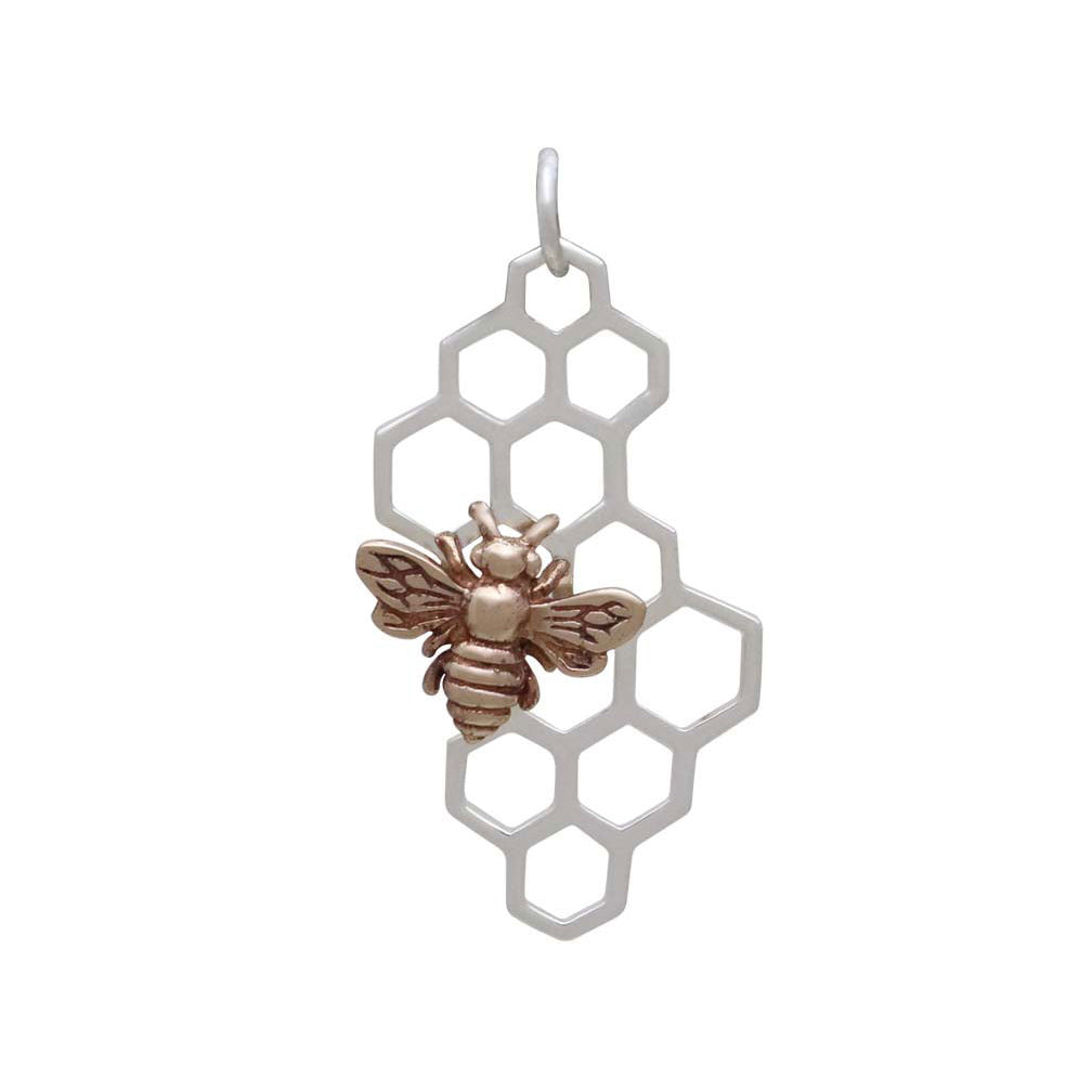 Honeycomb Pendant with Bronze Bee-6287