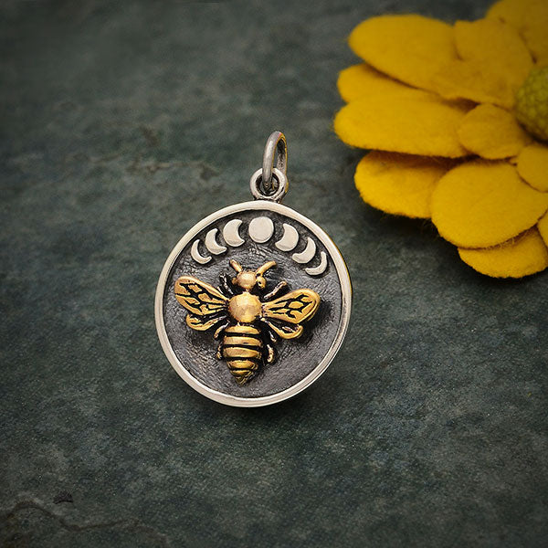 Moon Phase Charm with Bronze Bee-6292