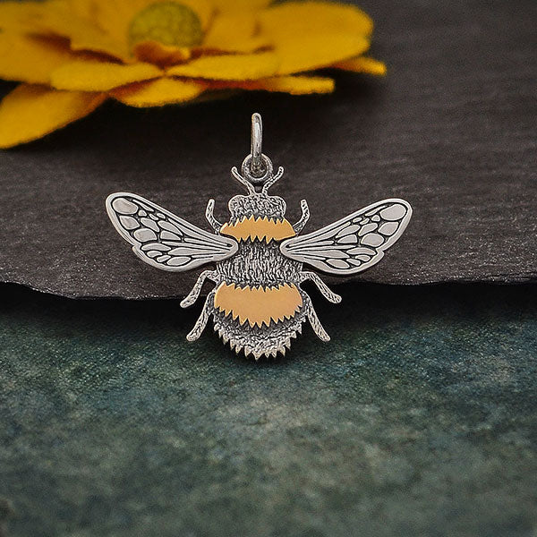 Mixed Metal Bumble Bee Pendant-6371