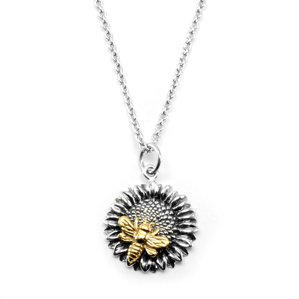 Sunflower Charm with Bronze Bee-6423