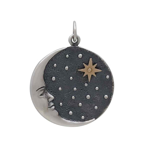 Heart Charm with Mountains and Bronze Moon-6085