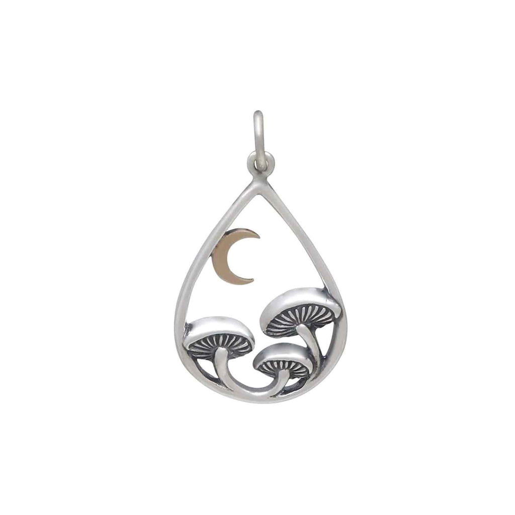 Mushrooms in teardrop with bronze moon Pendant-6614