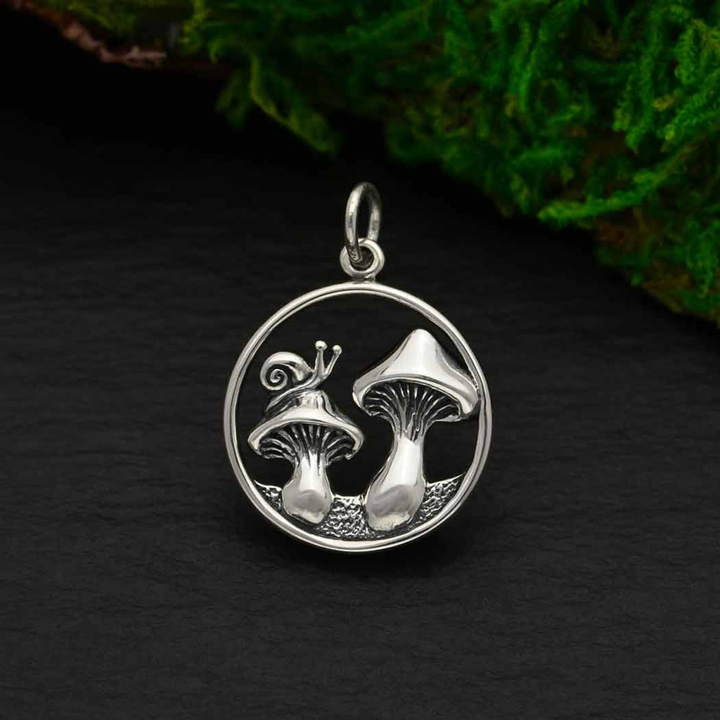 Mushroom Charm with Snail-6630