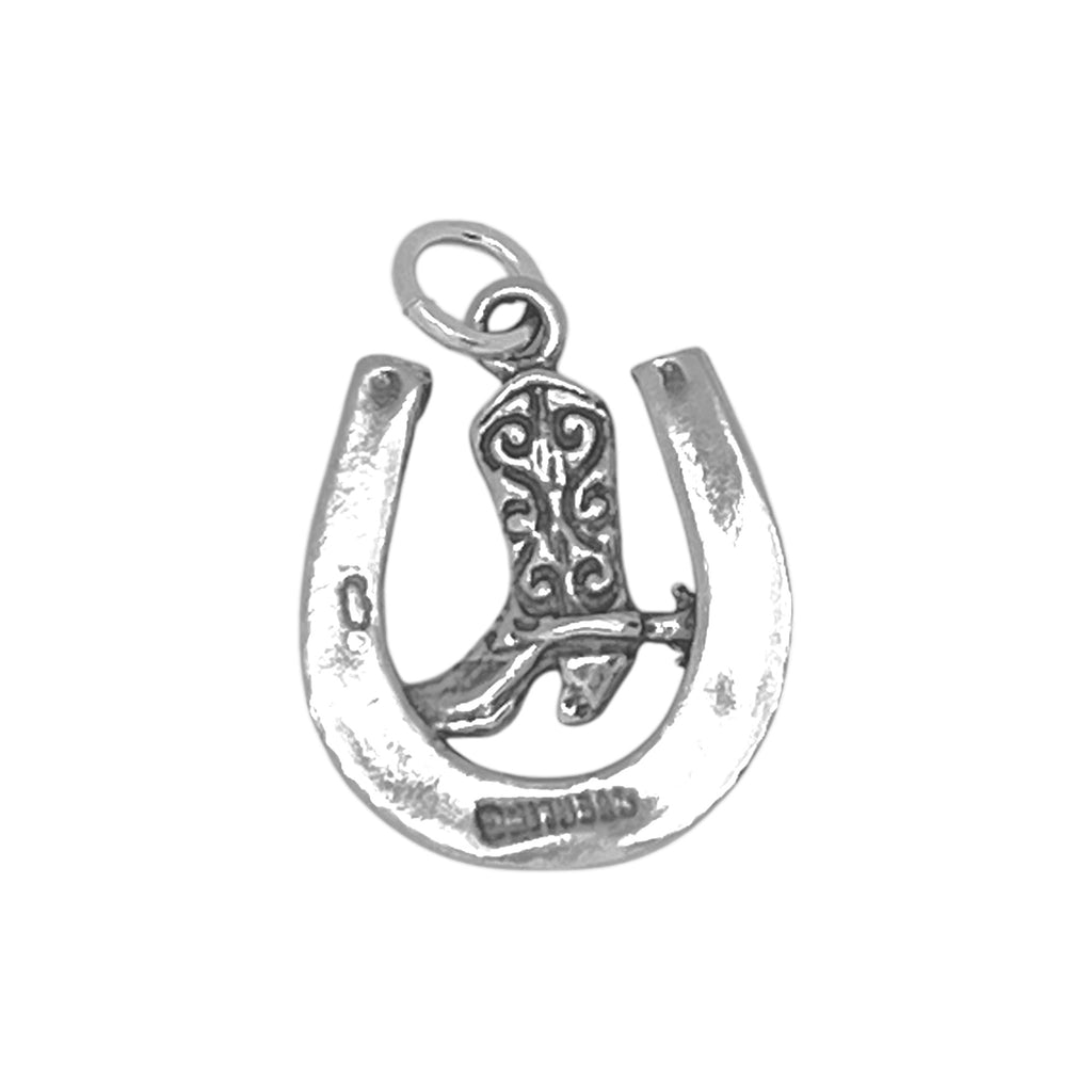 Horseshoe with Cowboy Boot Charm-0802