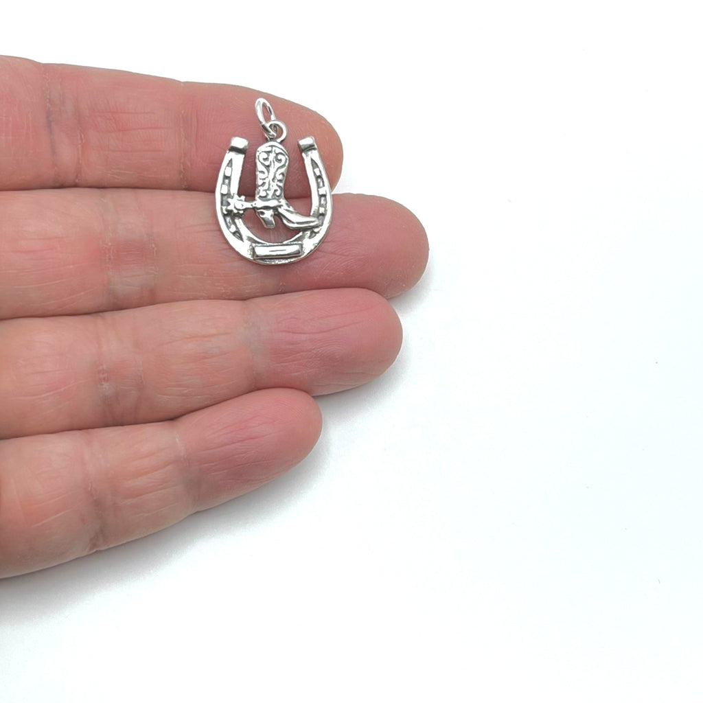 Horseshoe with Cowboy Boot Charm-0802