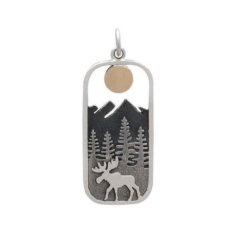 wolf and mountain pendant with bronze moon-4237