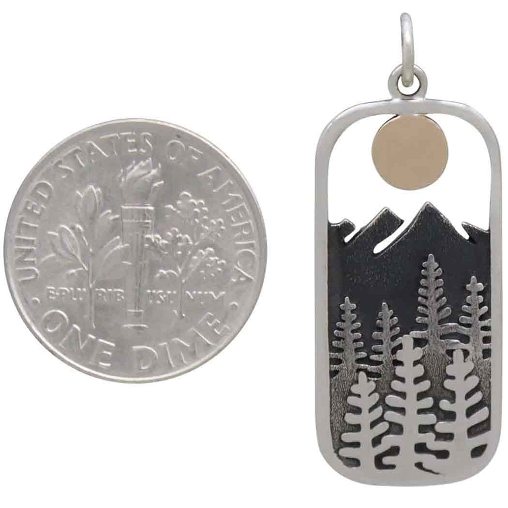 Rectangle Tree Pendant with Bronze Sun-4192