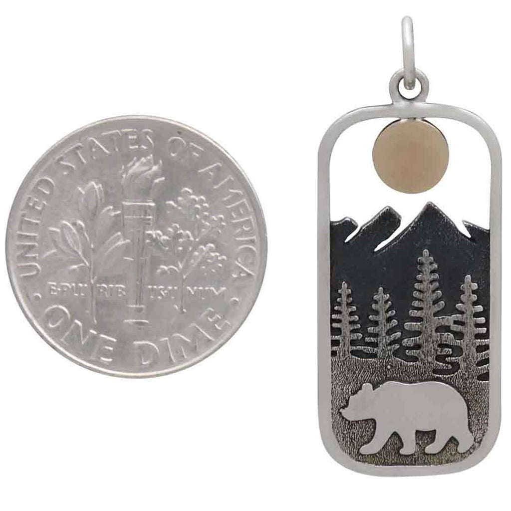 Rectangle Bear Charm with Bronze Sun-4193