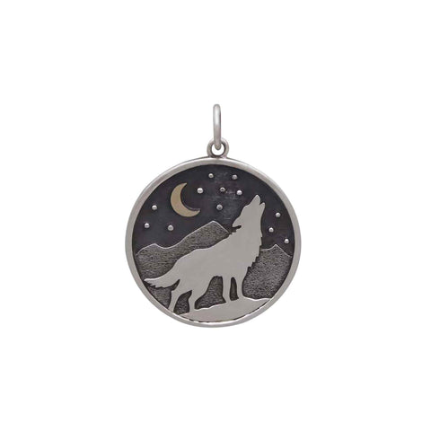 Crescent Moon Face Pendant with Bronze Star-6456