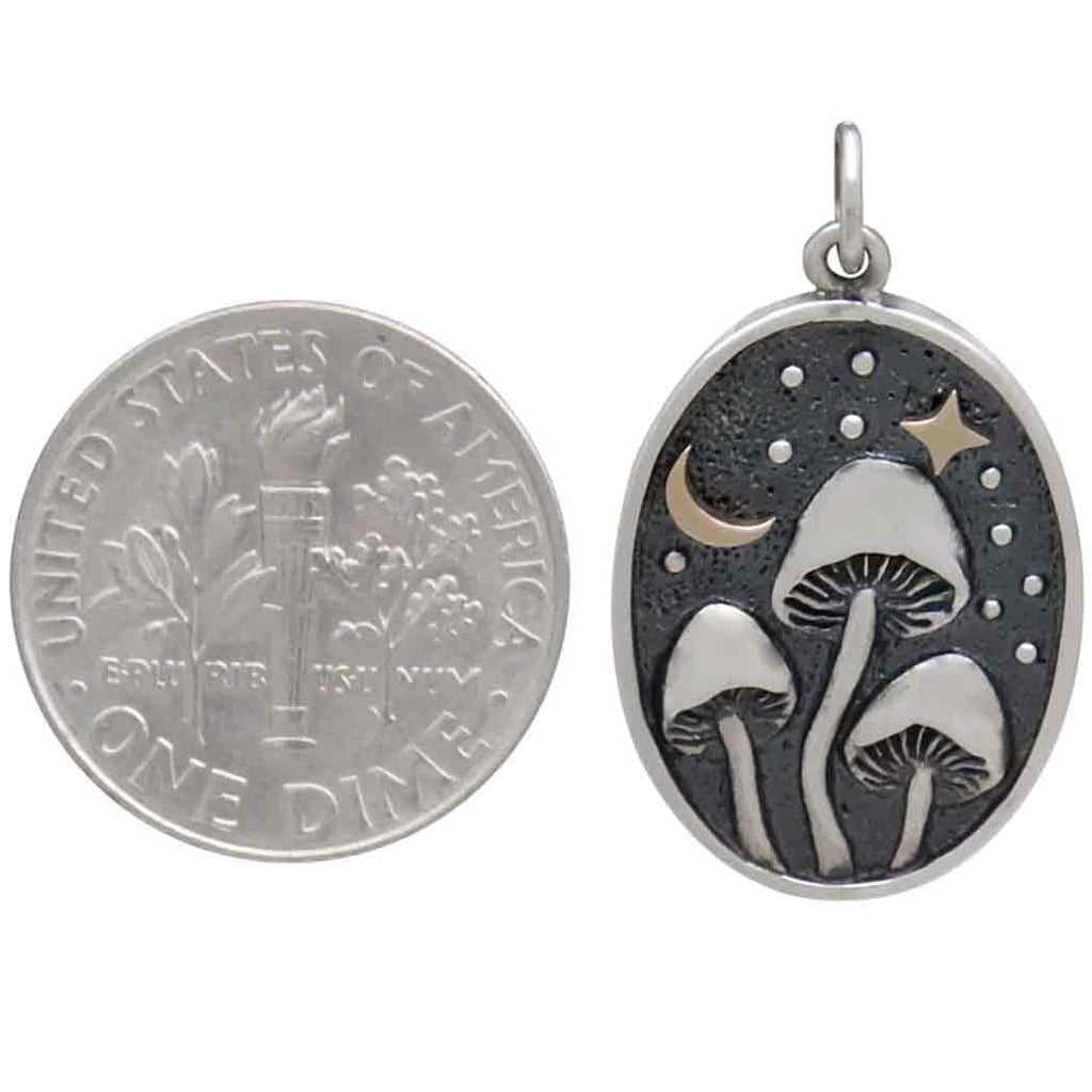 Mushroom Pendant with Bronze Star and Moon-6437