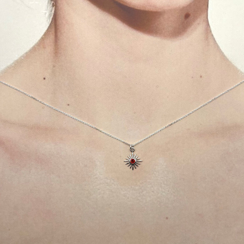 Garnet Sunburst Necklace