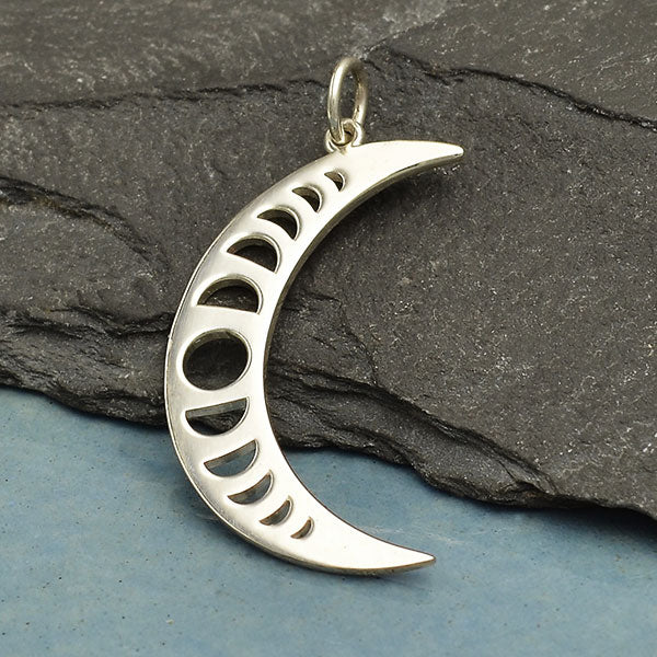 Crescent Moon Charm with Moon Phases-4045