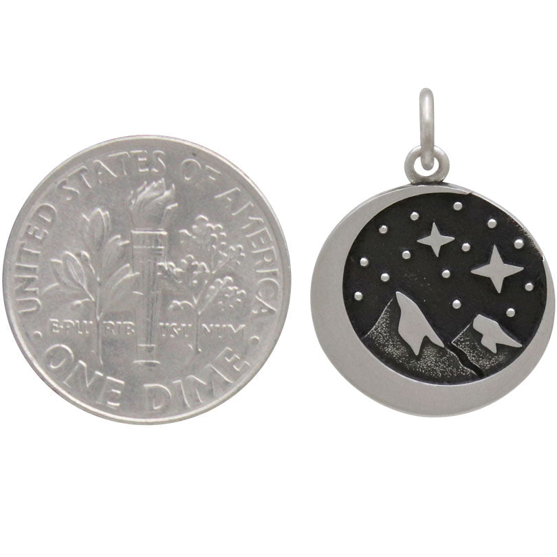 Snow Cap Mountain Charm with Moon-4140