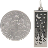 Rectangle Pine Tree Charm with Moon-4143 - Kevin N Anna