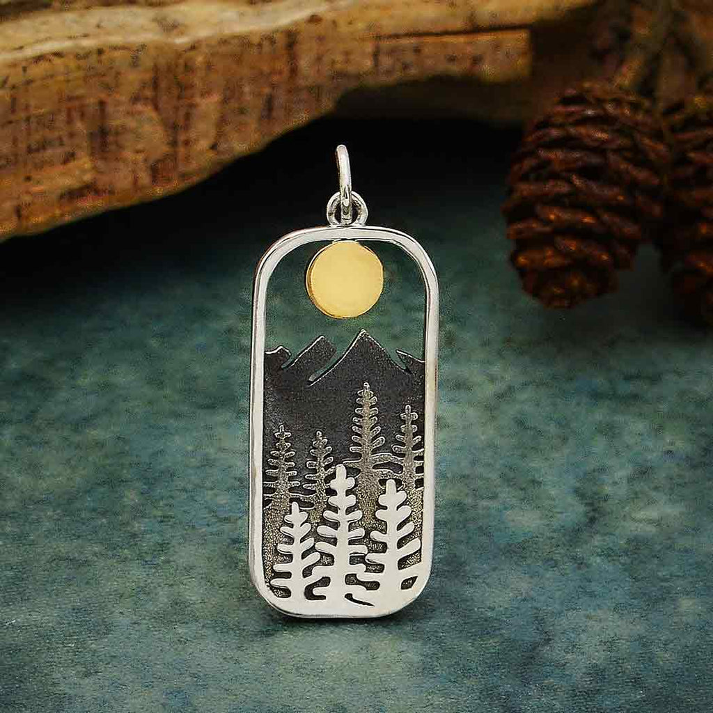 Rectangle Tree Pendant with Bronze Sun-4192