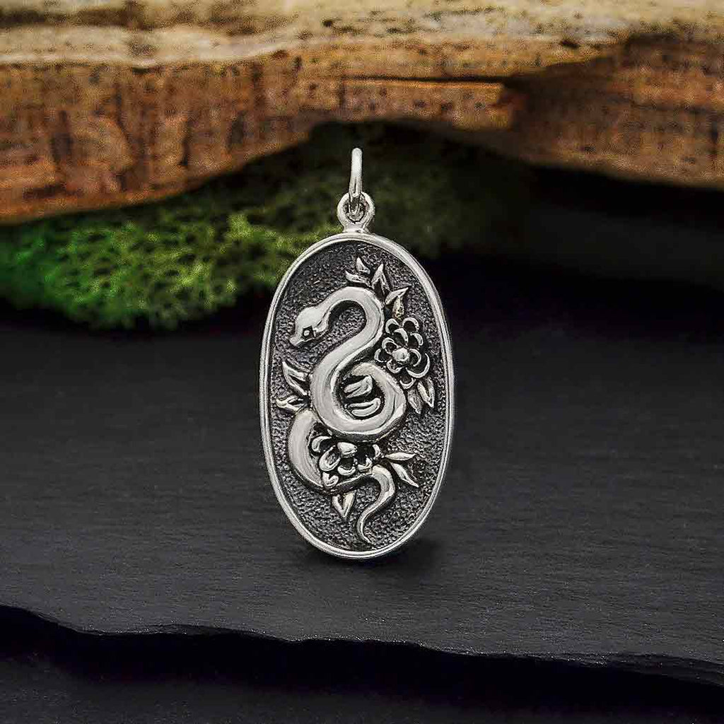 flower and snake pendant-4199