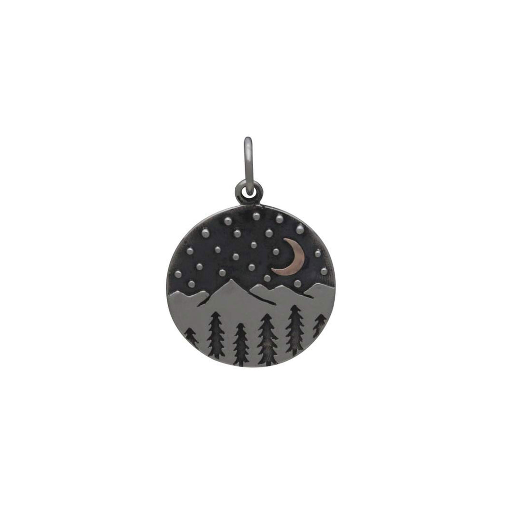 Mountain Charm with Trees and Bronze Moon-6086 - Kevin N Anna