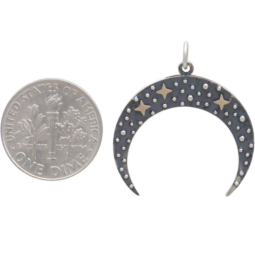 Moon Pendant with Bronze Stars-6268