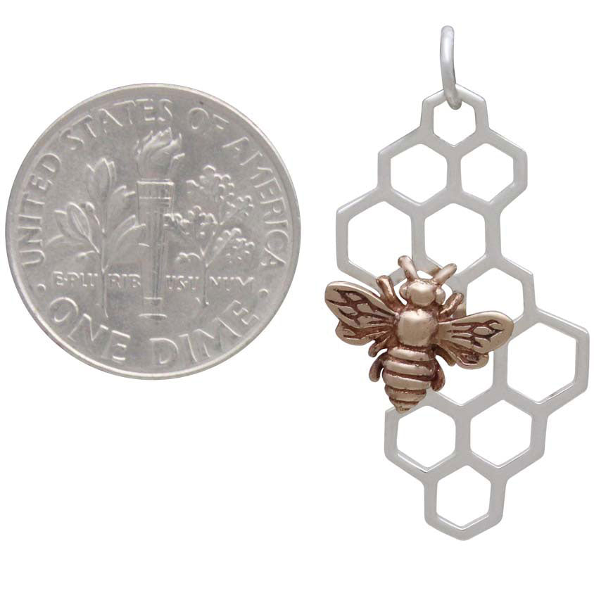 Honeycomb Pendant with Bronze Bee-6287