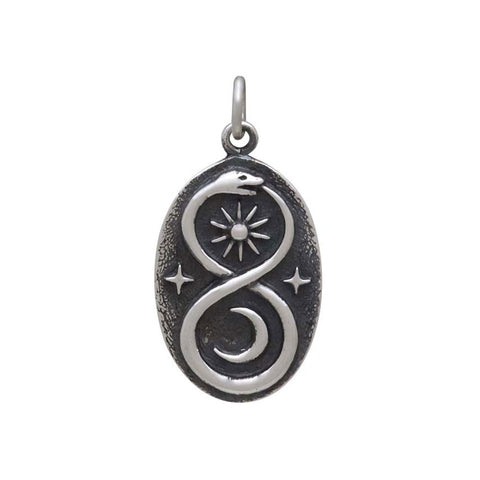 Snake Pendant with Bronze Moon and Stars-6329