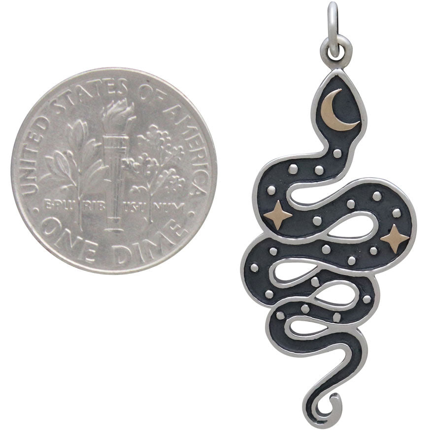 Snake Pendant with Bronze Moon and Stars-6329